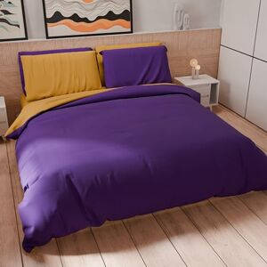 PETTI Artigiani Italiani Double Duvet Cover, Duvet Cover and Pillowcases in Microfiber, Bicolor Purple/Ochre Yellow, 100% Made in Italy PETTI Artigiani Italiani Double Duvet Cover, Duvet Cover and Pillowcases in Microfiber, Bicolor Purple/Ochre Yellow, 100% Made in Italy