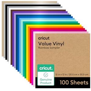 Cricut Value Vinyl 100 Sheets 30.5 cm x 30.5 cm (12" x 12") Self Adhesive Permanent Vinyl for All Cutting Machines Variety Pack Cricut Value Vinyl 100 Sheets 30.5 cm x 30.5 cm (12" x 12") Self Adhesive Permanent Vinyl for All Cutting Machines Variety Pack