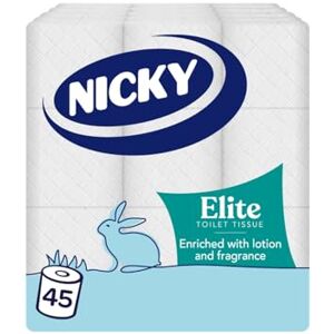 Nicky Elite Scented Toilet Tissue 45 Rolls of White Toilet Paper, 168 Sheets per Roll, 3-ply, Talc Scent, Softness to The Skin, Enriched with Lotion, 100% FSC Certified Paper, Extra Value Pack Nicky Elite Scented Toilet Tissue 45 Rolls of White Toilet Paper, 168 Sheets per Roll, 3-ply, Talc Scent, Softness to The Skin, Enriched with Lotion, 100% FSC Certified Paper, Extra Value Pack
