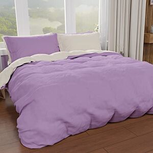 PETTI Artigiani Italiani Double Duvet Cover, Duvet Cover and Pillowcases in Microfiber, Bicolor Lilac/Cream, 100% Made in Italy PETTI Artigiani Italiani Double Duvet Cover, Duvet Cover and Pillowcases in Microfiber, Bicolor Lilac/Cream, 100% Made in Italy