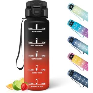 HoneyHolly 1 Litre Water Bottle Leak Proof Reusable Gym Water Bottle Time Indicator for Gym Cycling Office Outdoor HoneyHolly 1 Litre Water Bottle Leak Proof Reusable Gym Water Bottle Time Indicator for Gym Cycling Office Outdoor