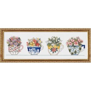 Janlynn Cross Stitch Kit 20"X5"-Row of Teacups (14 Count), Cotton, Multicolor Janlynn Cross Stitch Kit 20"X5"-Row of Teacups (14 Count), Cotton, Multicolor
