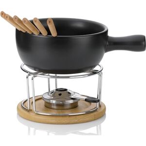 Kela cheese fondue set 10 pieces, ceramic fondue for 6 persons NATURA, cheese fondue set with fuel paste holder, forks, fork holder Kela cheese fondue set 10 pieces, ceramic fondue for 6 persons NATURA, cheese fondue set with fuel paste holder, forks, fork holder