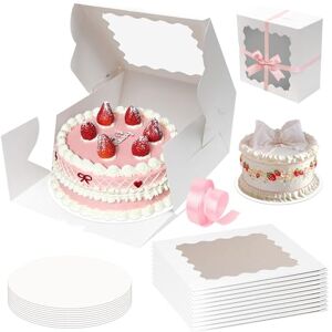 Woobroo 10 Pack Cake Boxes with 10 inch Board,10x10x5 Inch Cake Boxes for Bakery, Cookies, Dessert, Wedding, Birthday Party (25x25x13cm) Woobroo 10 Pack Cake Boxes with 10 inch Board,10x10x5 Inch Cake Boxes for Bakery, Cookies, Dessert, Wedding, Birthday Party (25x25x13cm)