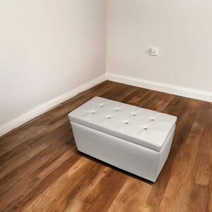 Dmora Talamo Italia Storage pouf in imitation leather, white color, Measurements 90 x 45 x 45 cm Dmora Talamo Italia Storage pouf in imitation leather, white color, Measurements 90 x 45 x 45 cm