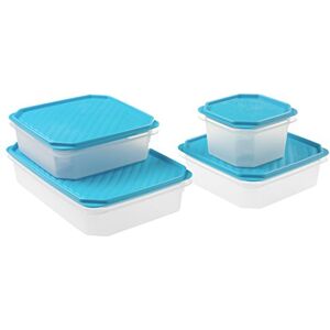 TATAY Set of 4 Food Storage (1 x 2.1 L, 2 x 1.3 L, 1 x 0.6 L), Airtight, Flexible Pressure Lid, BPA free, Suitable Microwave and Dishwasher, Blue TATAY Set of 4 Food Storage (1 x 2.1 L, 2 x 1.3 L, 1 x 0.6 L), Airtight, Flexible Pressure Lid, BPA free, Suitable Microwave and Dishwasher, Blue