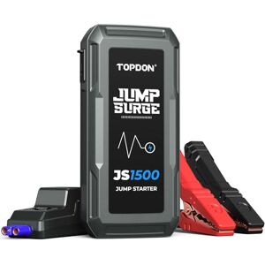 TOPDON Jump Starter JS1500, 1500A/10000mAh Battery Booster for Up to 6.5L Gas/4.0L Diesel Engines, Portable Power Pack with Jumper Cable/LED Flashlight TOPDON Jump Starter JS1500, 1500A/10000mAh Battery Booster for Up to 6.5L Gas/4.0L Diesel Engines, Portable Power Pack with Jumper Cable/LED Flashlight