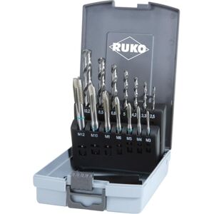 RUKO HSS Machine Tap Set in Plastic Case, Bright Finish, 14 Pieces, R245048RO RUKO HSS Machine Tap Set in Plastic Case, Bright Finish, 14 Pieces, R245048RO
