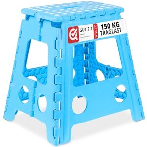 Relaxdays Folding Step Stool, Collapsible, Non-Slip, Max. Load 120 kg, Carry Handle, HxWxD: 39 x 38.5 x 32 cm, Blue Relaxdays Folding Step Stool, Collapsible, Non-Slip, Max. Load 120 kg, Carry Handle, HxWxD: 39 x 38.5 x 32 cm, Blue