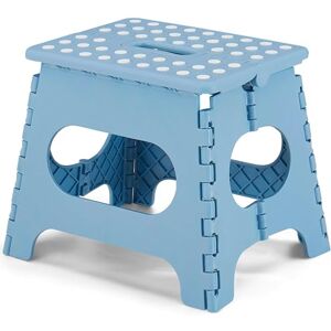 VECELO Folding Step Stool 28cm, Non-Slip Surface Portable Foldable with Carry Handle, Heavy Duty to Support Kids/Toddler/Adults for Living Room Kitchen, Bathroom, Blue, Polypropylene (PP) VECELO Folding Step Stool 28cm, Non-Slip Surface Portable Foldable with Carry Handle, Heavy Duty to Support Kids/Toddler/Adults for Living Room Kitchen, Bathroom, Blue, Polypropylene (PP)