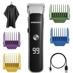 BARBERBOSS Facial & Beard Groomer for Men, Compact Hair Clipper with Adjustable Dial, Dual Speeds, LED Display, Ceramic-Titanium Blade, Beard Trimmer with 4 Combs & USB Charging BARBERBOSS Facial & Beard Groomer for Men, Compact Hair Clipper with Adjustable Dial, Dual Speeds, LED Display, Ceramic-Titanium Blade, Beard Trimmer with 4 Combs & USB Charging