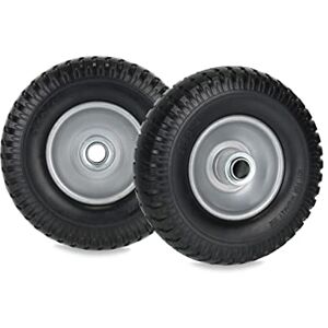 Relaxdays Wheelbarrow Wheels 2.50-4, Set of 2, Solid Rubber, Steel Rim, up to 80 kg, Replacement Tyre, Black/Grey, 2.5-4 Relaxdays Wheelbarrow Wheels 2.50-4, Set of 2, Solid Rubber, Steel Rim, up to 80 kg, Replacement Tyre, Black/Grey, 2.5-4