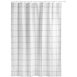 TATAY Fabric Shower Curtain 180 x 200 cm Includes 12 Hooks Washable Shower Curtain with Modern Design Durable Polyester Fabric Industrial Model – White & Black TATAY Fabric Shower Curtain 180 x 200 cm Includes 12 Hooks Washable Shower Curtain with Modern Design Durable Polyester Fabric Industrial Model – White & Black