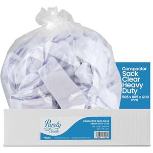 Blake & White Compactor Clear Sacks 25kg Purely Smile Ultra Durable & Tear-Resistant Recyclable Bin Bags Heavy Duty Bin Liners for Household, Office, and Kitchen Box of 100 (PS3212) Blake & White Compactor Clear Sacks 25kg Purely Smile Ultra Durable & Tear-Resistant Recyclable Bin Bags Heavy Duty Bin Liners for Household, Office, and Kitchen Box of 100 (PS3212)