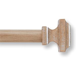 MODE Farmhouse Collection Single Curtain Rod Set with Cottage Square Finials 36 to 72 in, Weathered Oak MODE Farmhouse Collection Single Curtain Rod Set with Cottage Square Finials 36 to 72 in, Weathered Oak