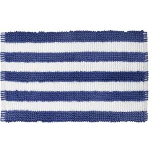 KASANOVA BATHROOM MAT CM50X80 CHENILLE STRIPED WHITE/BLUE KASANOVA BATHROOM MAT CM50X80 CHENILLE STRIPED WHITE/BLUE