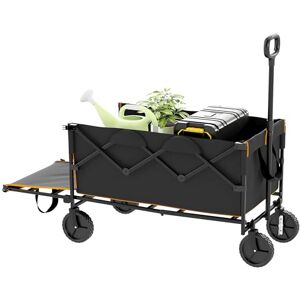 Outsunny 160L Festival Trolley on Wheels, Folding Camping Trolley Cart w/Tailgate, 100kg Heavy Duty Garden Collapsible Folding Wagon w/Adjustable Handle, Carry Bag for Beach Picnic, Black and Orange Outsunny 160L Festival Trolley on Wheels, Folding Camping Trolley Cart w/Tailgate, 100kg Heavy Duty Garden Collapsible Folding Wagon w/Adjustable Handle, Carry Bag for Beach Picnic, Black and Orange