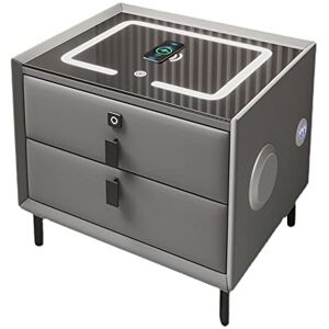 Zurbaqd Smart Nightstand Tableniture with Wireless Charging Station,Bedside Table,Coffee Table,End Table,with Fingerprint Lock Drawer,Adjustable Led Lights,Bt Speaker,USB Port,White/Gray/Blue (Col/Gr Warm as Zurbaqd Smart Nightstand Tableniture with Wireless Charging Station,Bedside Table,Coffee Table,End Table,with Fingerprint Lock Drawer,Adjustable Led Lights,Bt Speaker,USB Port,White/Gray/Blue (Col/Gr Warm as