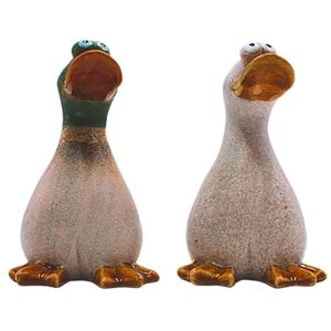 Dekohelden24 , decorative, pond duck as edge seater made of stoneware in a brown tone as a set of 2, size of a garden figure (L x W x H) 9 x 10 x 15 cm, Standing, Stehend Dekohelden24 , decorative, pond duck as edge seater made of stoneware in a brown tone as a set of 2, size of a garden figure (L x W x H) 9 x 10 x 15 cm, Standing, Stehend