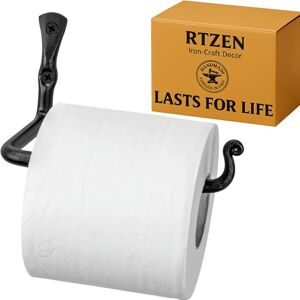RTZEN Straight Decorative Toilet Paper Holder Decorative Wrought Iron Handmade Black TP Roll Hanger Décor Wall Mount Easy Installation RTZEN Straight Decorative Toilet Paper Holder Decorative Wrought Iron Handmade Black TP Roll Hanger Décor Wall Mount Easy Installation