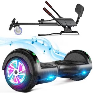 SISIGAD Hoverboard Go Kart with Hoverkart for Kids, 6.5 Inch Two-Wheel Self Balancing Hoverboard with Bluetooth Speaker & LED Lights, Black, Gift for Children SISIGAD Hoverboard Go Kart with Hoverkart for Kids, 6.5 Inch Two-Wheel Self Balancing Hoverboard with Bluetooth Speaker & LED Lights, Black, Gift for Children