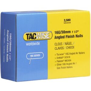 Tacwise 0770 16G/38 mm Angled Finish Nails Box of 2,500, Silver Tacwise 0770 16G/38 mm Angled Finish Nails Box of 2,500, Silver