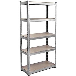 Home Vida 5 Tier Galvanised Heavy Duty Adjustable Steel Garage Shelving Unit (H) 1800mm (W) 900mm 875kg Weight Capacity Home Vida 5 Tier Galvanised Heavy Duty Adjustable Steel Garage Shelving Unit (H) 1800mm (W) 900mm 875kg Weight Capacity