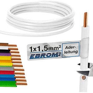 EBROM Core cable, single core, rigid, PVC cable, H07V-U 1.5 mm², colour: white, 10 m/15 m/20 m/25 m/30 m/35 m/40 m/45 m/50 m/55 m/60 m up to 100 m freely selectable EBROM Core cable, single core, rigid, PVC cable, H07V-U 1.5 mm², colour: white, 10 m/15 m/20 m/25 m/30 m/35 m/40 m/45 m/50 m/55 m/60 m up to 100 m freely selectable