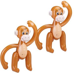 Relaxdays Set of 2 Inflatable Monkeys, Jungle Party Decoration, Birthday, Carnival, Swimming Pool, Floaty, Summer, Brown, 58 x 45 x 40 cm Relaxdays Set of 2 Inflatable Monkeys, Jungle Party Decoration, Birthday, Carnival, Swimming Pool, Floaty, Summer, Brown, 58 x 45 x 40 cm