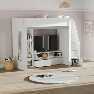 Julian Bowen Gaia 90cm Single Highsleeper TV Bed White and Silver Julian Bowen Gaia 90cm Single Highsleeper TV Bed White and Silver