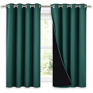NICETOWN 100% Blackout Curtain with Black Liner, Thermal Insulated 2-Layer Lined Drape, Room Cooling Small Window Drapery for Dining Room (Hunter Green, 1 Panel, 52 inches W by 54 inches L) NICETOWN 100% Blackout Curtain with Black Liner, Thermal Insulated 2-Layer Lined Drape, Room Cooling Small Window Drapery for Dining Room (Hunter Green, 1 Panel, 52 inches W by 54 inches L)