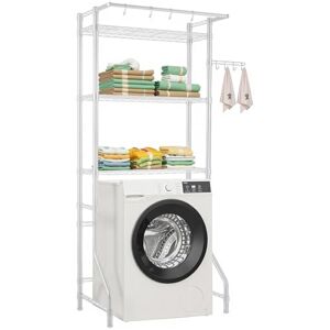 VEVOR Over Washer and Dryer Storage Shelf, 3 Tiers Laundry Room Drying Rack with Hanger Rod and Hooks, Single Row Adjustable Washer Shelves Space Saver, for Laundry Room Storage & Organization, White VEVOR Over Washer and Dryer Storage Shelf, 3 Tiers Laundry Room Drying Rack with Hanger Rod and Hooks, Single Row Adjustable Washer Shelves Space Saver, for Laundry Room Storage & Organization, White