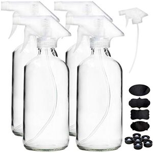 Youngever 4 Pack 500ML Empty Glass Spray Bottle, Clear Glass Spray Bottle for Essential Oils with Extra Durable Trigger Sprayers Youngever 4 Pack 500ML Empty Glass Spray Bottle, Clear Glass Spray Bottle for Essential Oils with Extra Durable Trigger Sprayers