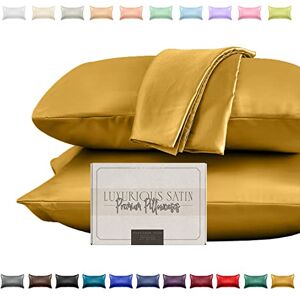 Elegant Comfort Silky and Luxurious 2-Piece Satin Pillowcase Set for Healthier Skin and Hair, Hidden Zipper Closure and Beautifully Packaged, Satin Pillowcase Set, King, Gold Elegant Comfort Silky and Luxurious 2-Piece Satin Pillowcase Set for Healthier Skin and Hair, Hidden Zipper Closure and Beautifully Packaged, Satin Pillowcase Set, King, Gold