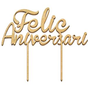 Mopec Feliç Aniversari Gold Wooden Cake Topper 18 x 15 cm. Mopec Feliç Aniversari Gold Wooden Cake Topper 18 x 15 cm.