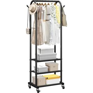 VEVOR Clothes Rack, Rolling Clothing Garment Rack with Hanging Rod and Side Hooks, 3 Storage Shelves, 45 kg Load Capacity, Heavy Duty Carbon Steel Clothing Racks for Bedroom, Laundry, Living Room VEVOR Clothes Rack, Rolling Clothing Garment Rack with Hanging Rod and Side Hooks, 3 Storage Shelves, 45 kg Load Capacity, Heavy Duty Carbon Steel Clothing Racks for Bedroom, Laundry, Living Room