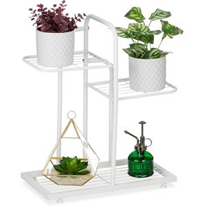 Relaxdays Plant Stand, 3 Levels, for Flower & Herb Pots, HxWxD: 50.5 x 44 x 22 cm, Steel, Indoor Decorative Rack, White Relaxdays Plant Stand, 3 Levels, for Flower & Herb Pots, HxWxD: 50.5 x 44 x 22 cm, Steel, Indoor Decorative Rack, White