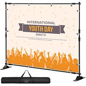 VEVOR 2.4 x 2.4 M/8 x 8Ft Backdrop Banner Stand Step and Repeat Adjustable Telescopic Lightweight Trade Show Display Wall Exhibitor with Carrying Bag VEVOR 2.4 x 2.4 M/8 x 8Ft Backdrop Banner Stand Step and Repeat Adjustable Telescopic Lightweight Trade Show Display Wall Exhibitor with Carrying Bag