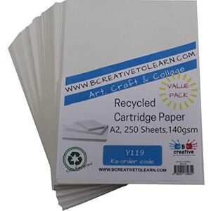 BCreativetolearn 100% Eco Recycled Art A2 Cartridge Paper White Great Art Paper 140gsm Pack of 250 Sheets Suitable for bookmaking, Sketching, Painting, Printing and More BCreativetolearn 100% Eco Recycled Art A2 Cartridge Paper White Great Art Paper 140gsm Pack of 250 Sheets Suitable for bookmaking, Sketching, Painting, Printing and More