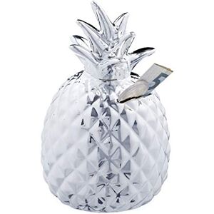 Relaxdays Pineapple Savings Banks, Lockable Ceramic Money Box, 2 Keys, Tropical Piggy Bank, H x D 16 x 9 cm, Silver Relaxdays Pineapple Savings Banks, Lockable Ceramic Money Box, 2 Keys, Tropical Piggy Bank, H x D 16 x 9 cm, Silver