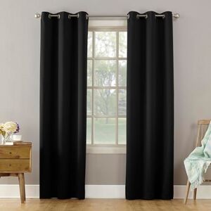 Sun Becca Energy Efficient Grommet Curtain Panel, 40" x 95", Black Sun Becca Energy Efficient Grommet Curtain Panel, 40" x 95", Black