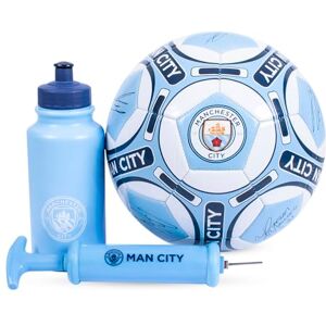 Hy-Pro Officially Licensed Manchester City F.C. Signature Football Gift Set 32 Patch Football Design with Water Bottle Size 5 Hy-Pro Officially Licensed Manchester City F.C. Signature Football Gift Set 32 Patch Football Design with Water Bottle Size 5