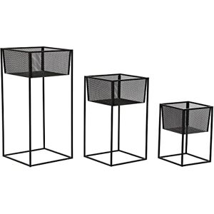 DKD Home Decor Set of Black Steel Pots (28 x 28 x 60 cm) DKD Home Decor Set of Black Steel Pots (28 x 28 x 60 cm)
