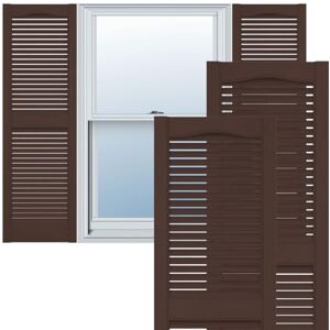 Ekena Millwork Lifetime Vinyl LL1S12X03600FB Standard Cathedral Top Center Mullion, Open Louver Vinyl Shutters, w/Installation Shutter-Lok's & Matching Screws (Per Pair), 12"W x 36"H, Federal Brown Ekena Millwork Lifetime Vinyl LL1S12X03600FB Standard Cathedral Top Center Mullion, Open Louver Vinyl Shutters, w/Installation Shutter-Lok's & Matching Screws (Per Pair), 12"W x 36"H, Federal Brown