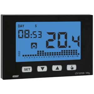 VEMER VE726600 model CHRONOS KEY NERO Weekly chronothermostat with battery supply. Wall-mounting. Color black VEMER VE726600 model CHRONOS KEY NERO Weekly chronothermostat with battery supply. Wall-mounting. Color black