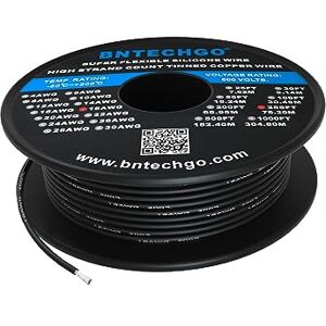 BNTECHGO 18 Gauge Silicone wire spool 250 ft Black Flexible 18 AWG Stranded Tinned Copper Wire BNTECHGO 18 Gauge Silicone wire spool 250 ft Black Flexible 18 AWG Stranded Tinned Copper Wire