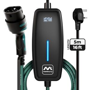 Masterplug EV Charging Cable for Electric and Hybrid Vehicles, 5 Metres, Mode 2, Delay Charging Function, 3 Pin UK Plug to Type 2 Car Charger, Language Options, 2.4kW, EVCM221005-MP2 Masterplug EV Charging Cable for Electric and Hybrid Vehicles, 5 Metres, Mode 2, Delay Charging Function, 3 Pin UK Plug to Type 2 Car Charger, Language Options, 2.4kW, EVCM221005-MP2