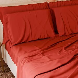 PETTI Artigiani Italiani PETTI Italian Artisans 4-Piece Maxi Double Bed Sheet Set, Soft and Breathable, Complete Bed Set with Top Sheet, Fitted Sheet with Elasticated Corners and 2 Pillowcases Red Sheets PETTI Artigiani Italiani PETTI Italian Artisans 4-Piece Maxi Double Bed Sheet Set, Soft and Breathable, Complete Bed Set with Top Sheet, Fitted Sheet with Elasticated Corners and 2 Pillowcases Red Sheets