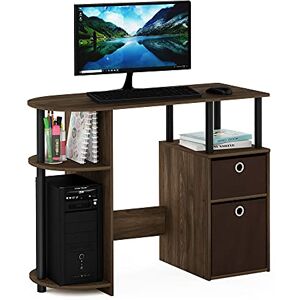Furinno JAYA Simplistic Computer Study Desk with Bin Drawers, Columbia Walnut/Black/Dark Brown Furinno JAYA Simplistic Computer Study Desk with Bin Drawers, Columbia Walnut/Black/Dark Brown