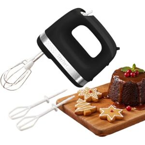 Tefal Black Collection Compact Electric Hand Mixer, 2 Speeds, 2 Stainless Steel whisks, 2 Emulsion Whisks, Baking, Cakes, Multifunction Kitchen Hand Mixer, Batter, 200W, Dishwasher Safe Parts HT2118G0 Tefal Black Collection Compact Electric Hand Mixer, 2 Speeds, 2 Stainless Steel whisks, 2 Emulsion Whisks, Baking, Cakes, Multifunction Kitchen Hand Mixer, Batter, 200W, Dishwasher Safe Parts HT2118G0